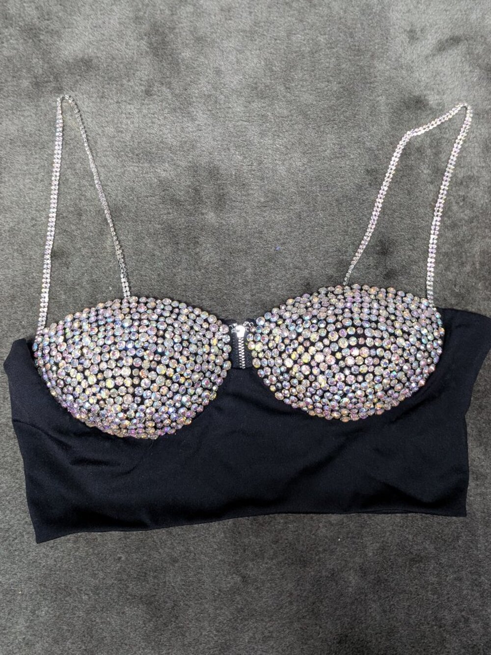 Black rhinestone bra top